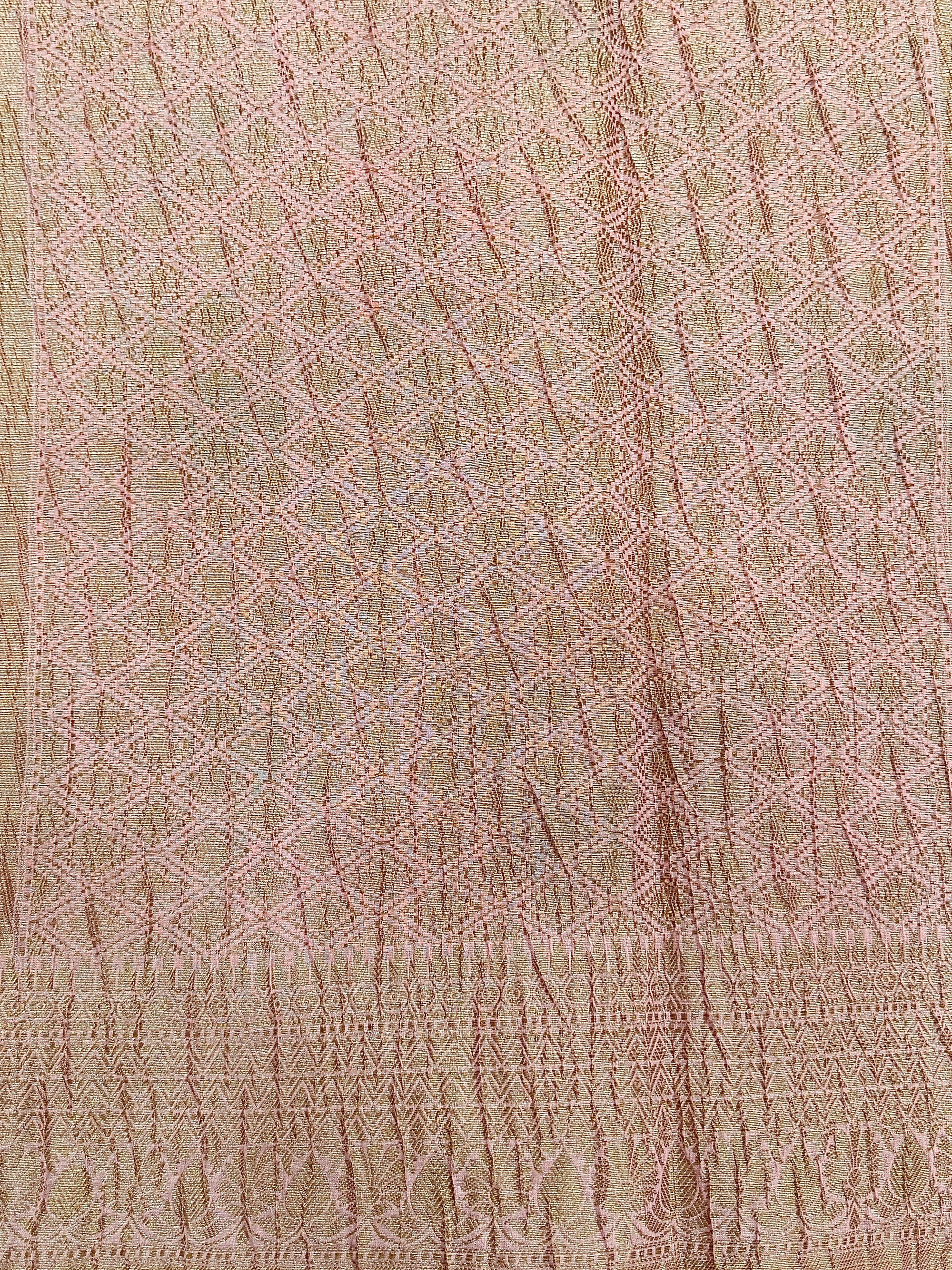 Baby Pink Pure Mercerised Cotton Saree with Crush Texture