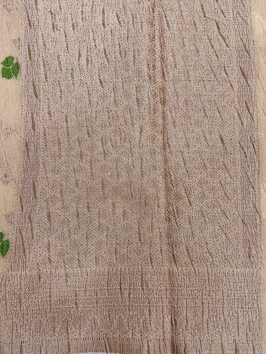 Beige Pure Mercerised Cotton Saree with Crush Texture