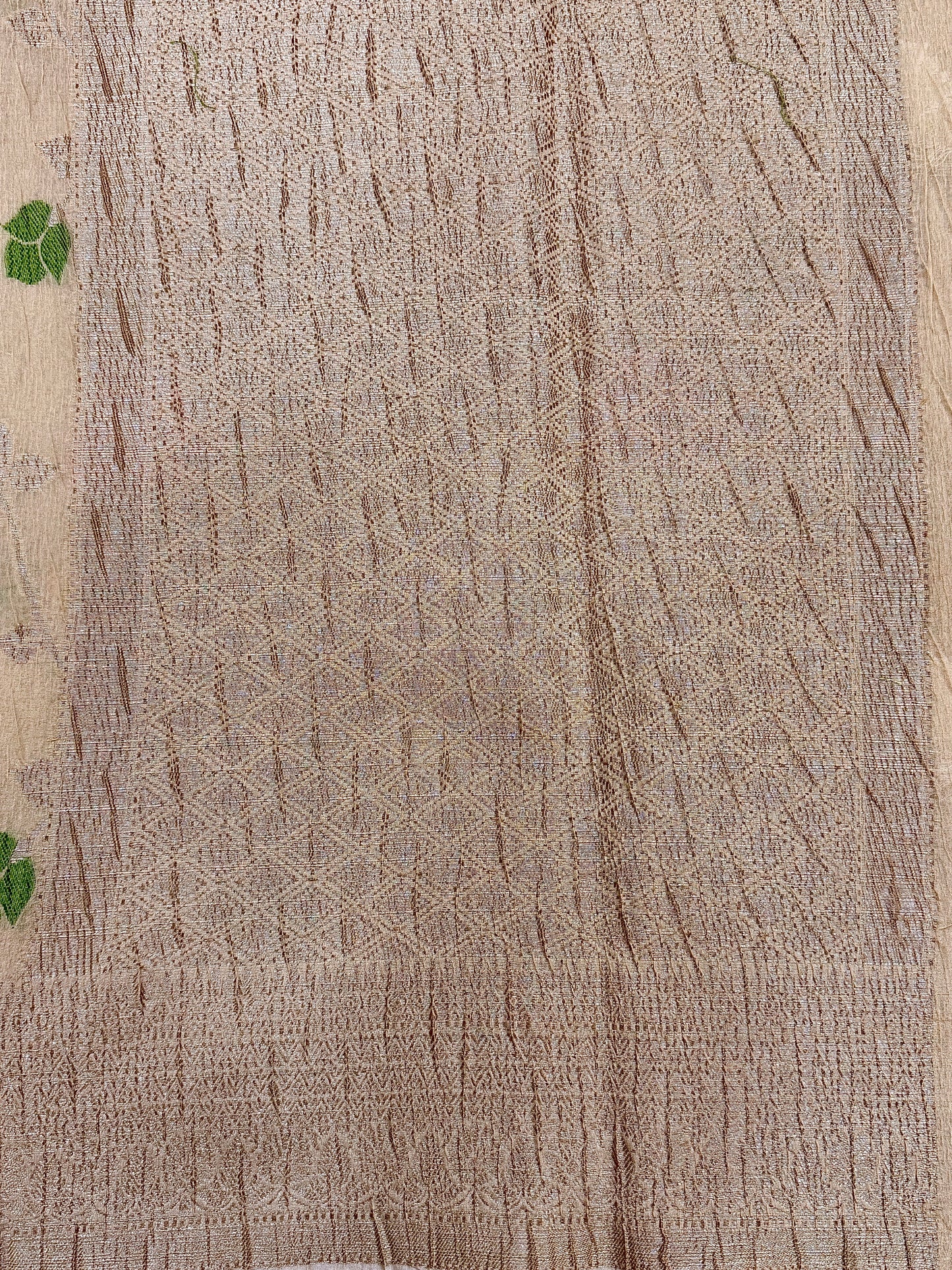 Beige Pure Mercerised Cotton Saree with Crush Texture