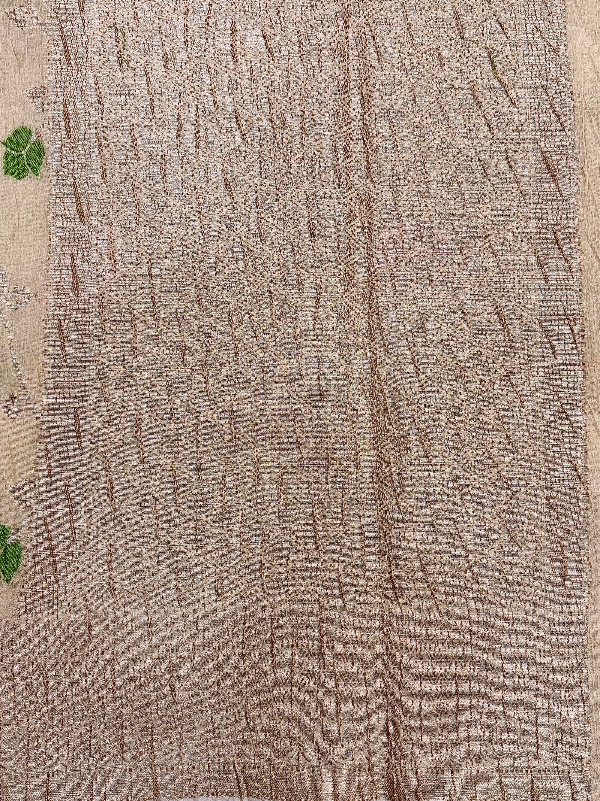 Beige Pure Mercerised Cotton Saree with Crush Texture