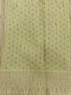 Lime Green Pure Mercerised Cotton Saree with Crush Texture