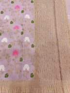 Lavender Pure Mercerised Cotton Saree with Crush Texture