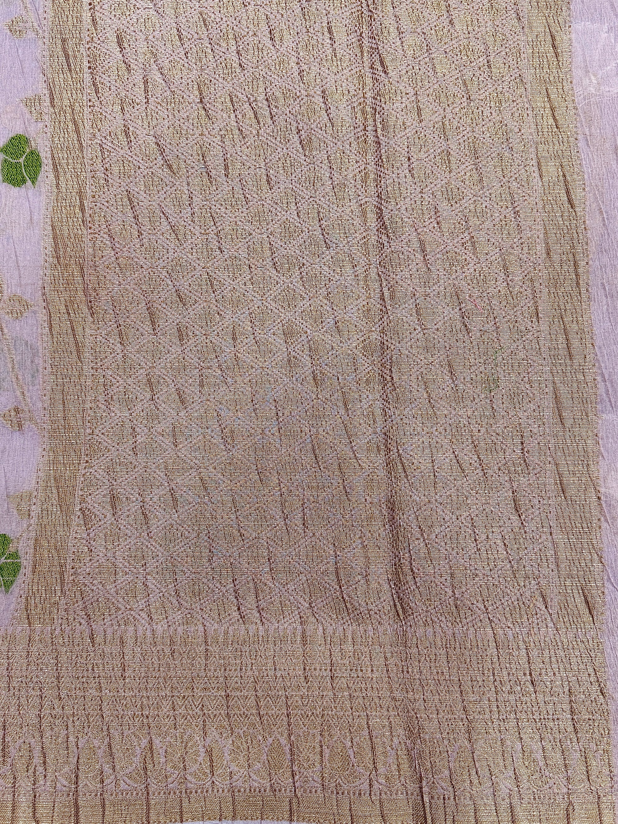 Lavender Pure Mercerised Cotton Saree with Crush Texture