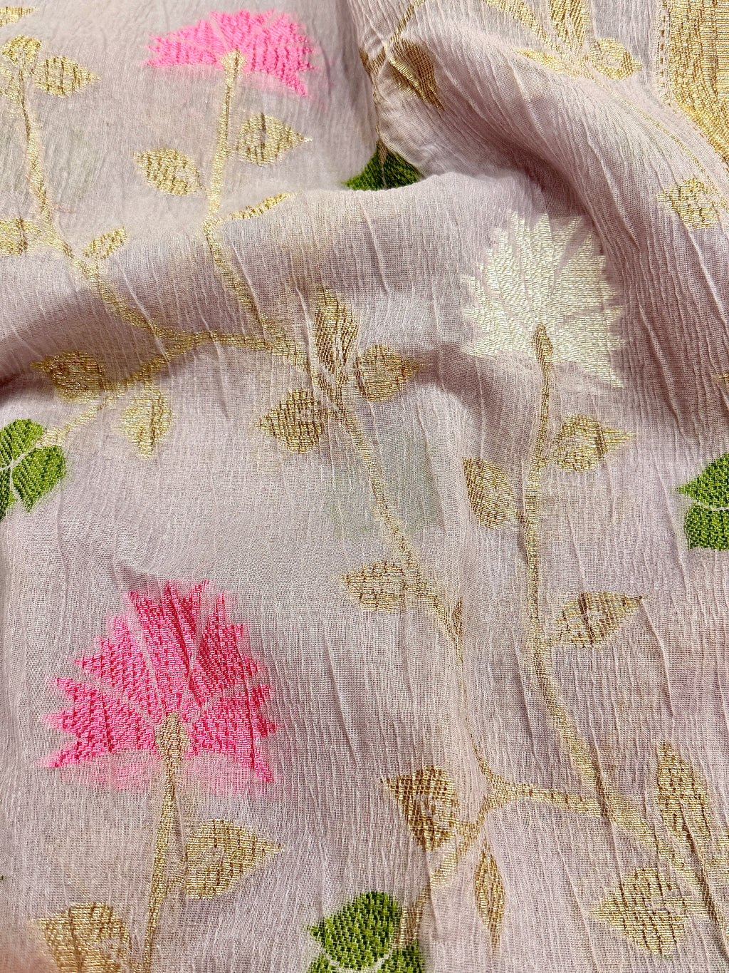 Lavender Pure Mercerised Cotton Saree with Crush Texture