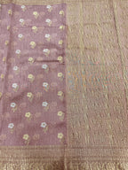 Dusty Purple Pure Mercerised Cotton Saree with Crush Texture