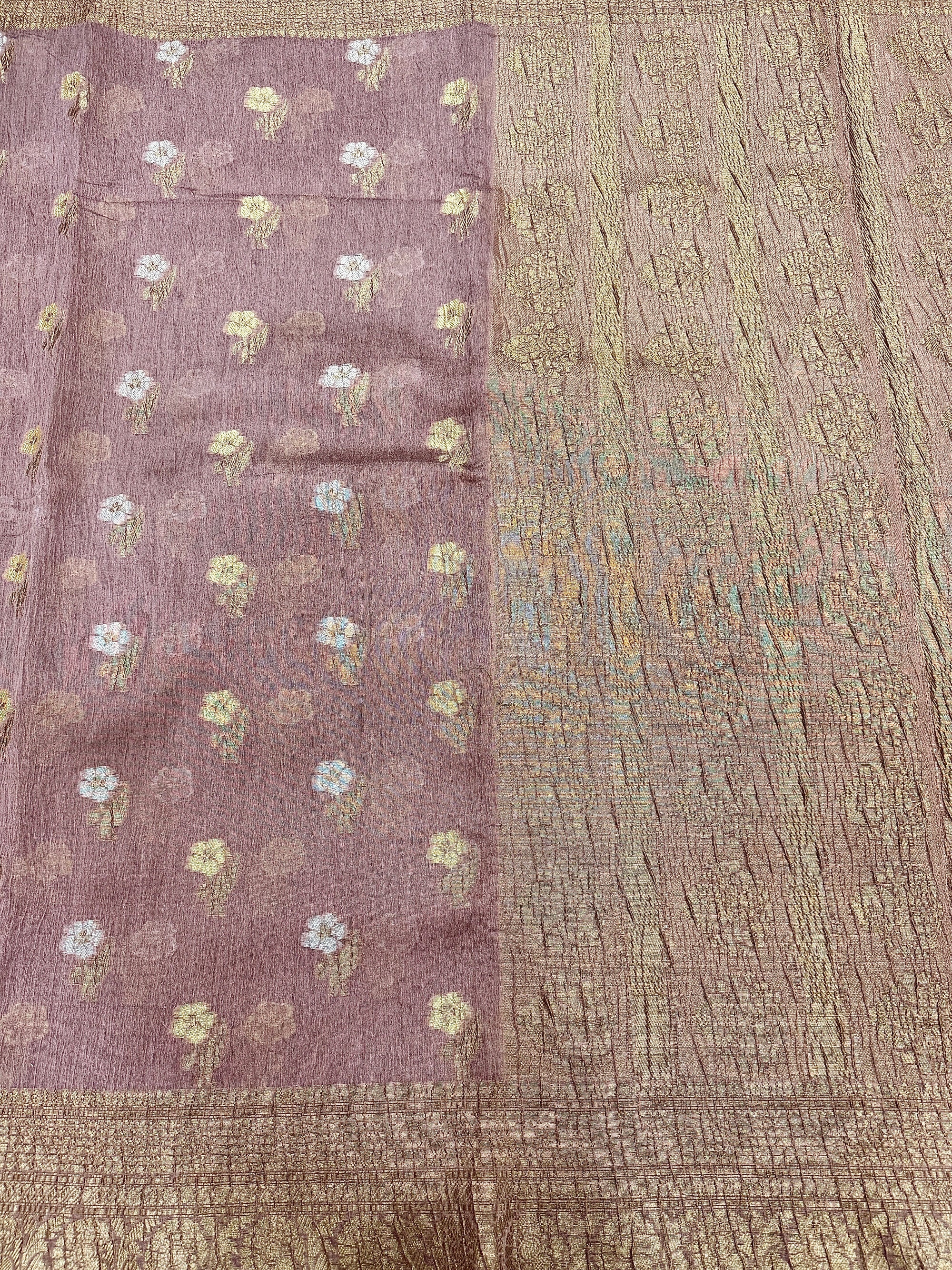 Dusty Purple Pure Mercerised Cotton Saree with Crush Texture