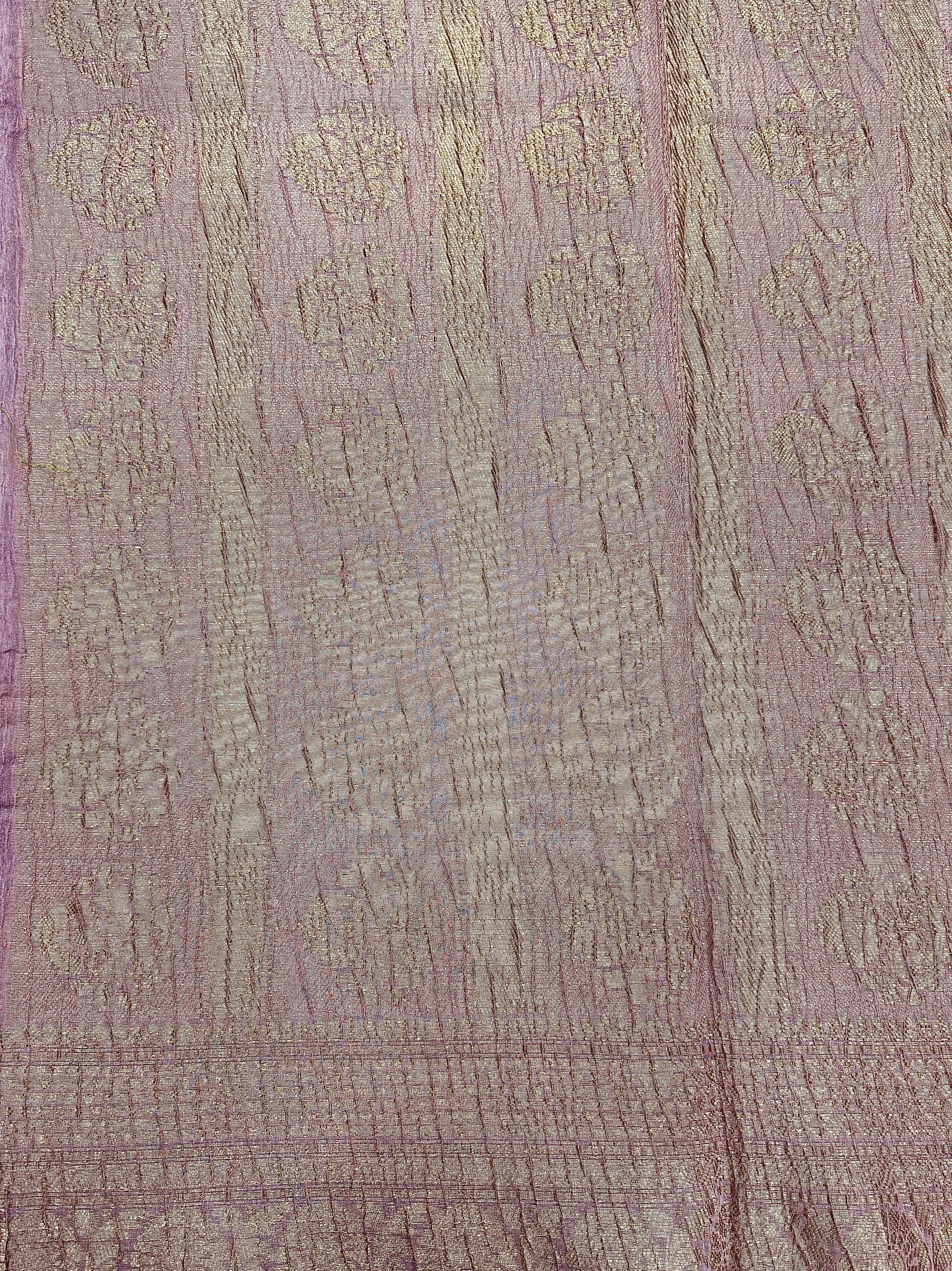 Dusty Purple Pure Mercerised Cotton Saree with Crush Texture