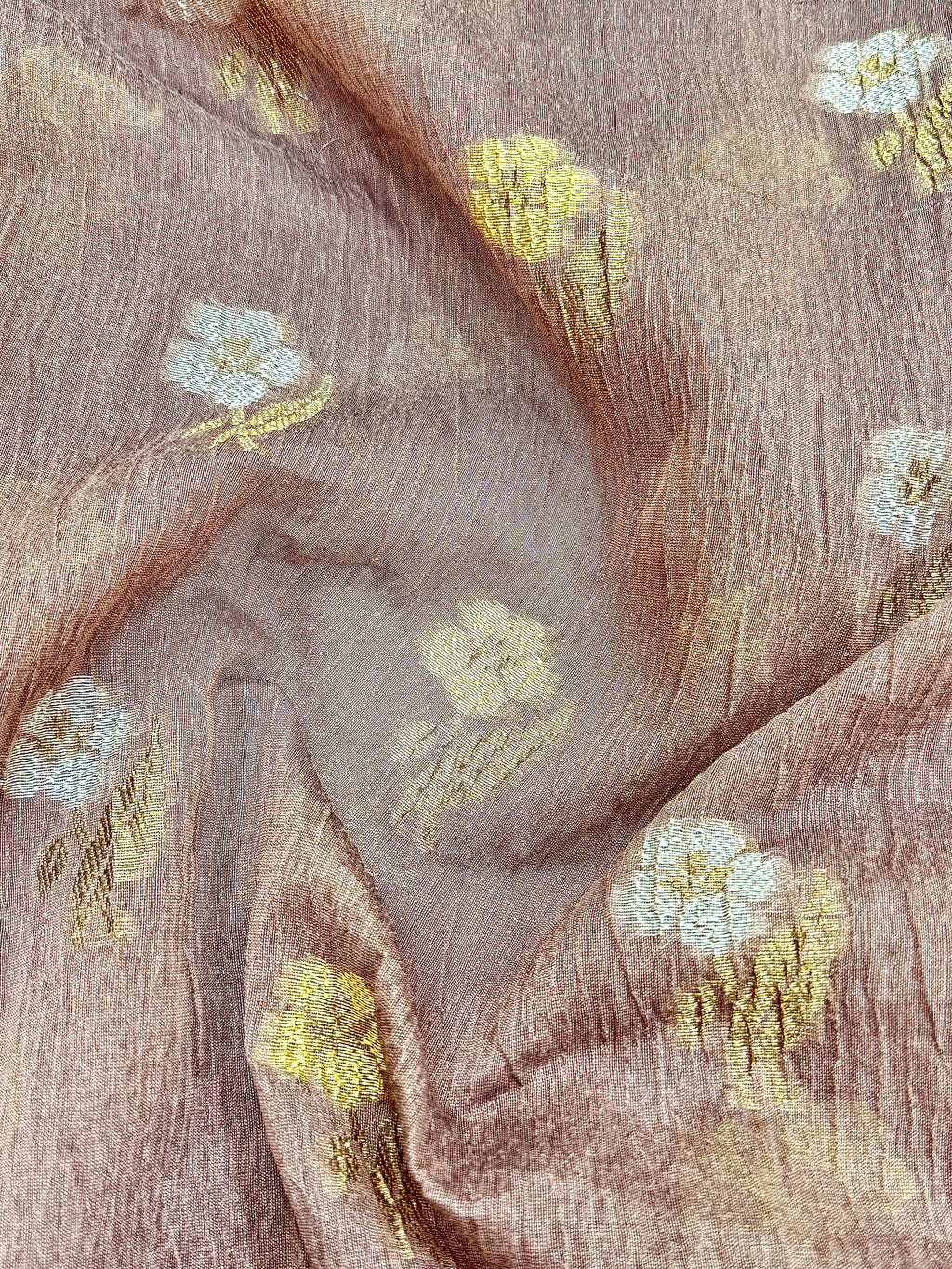 Dusty Purple Pure Mercerised Cotton Saree with Crush Texture