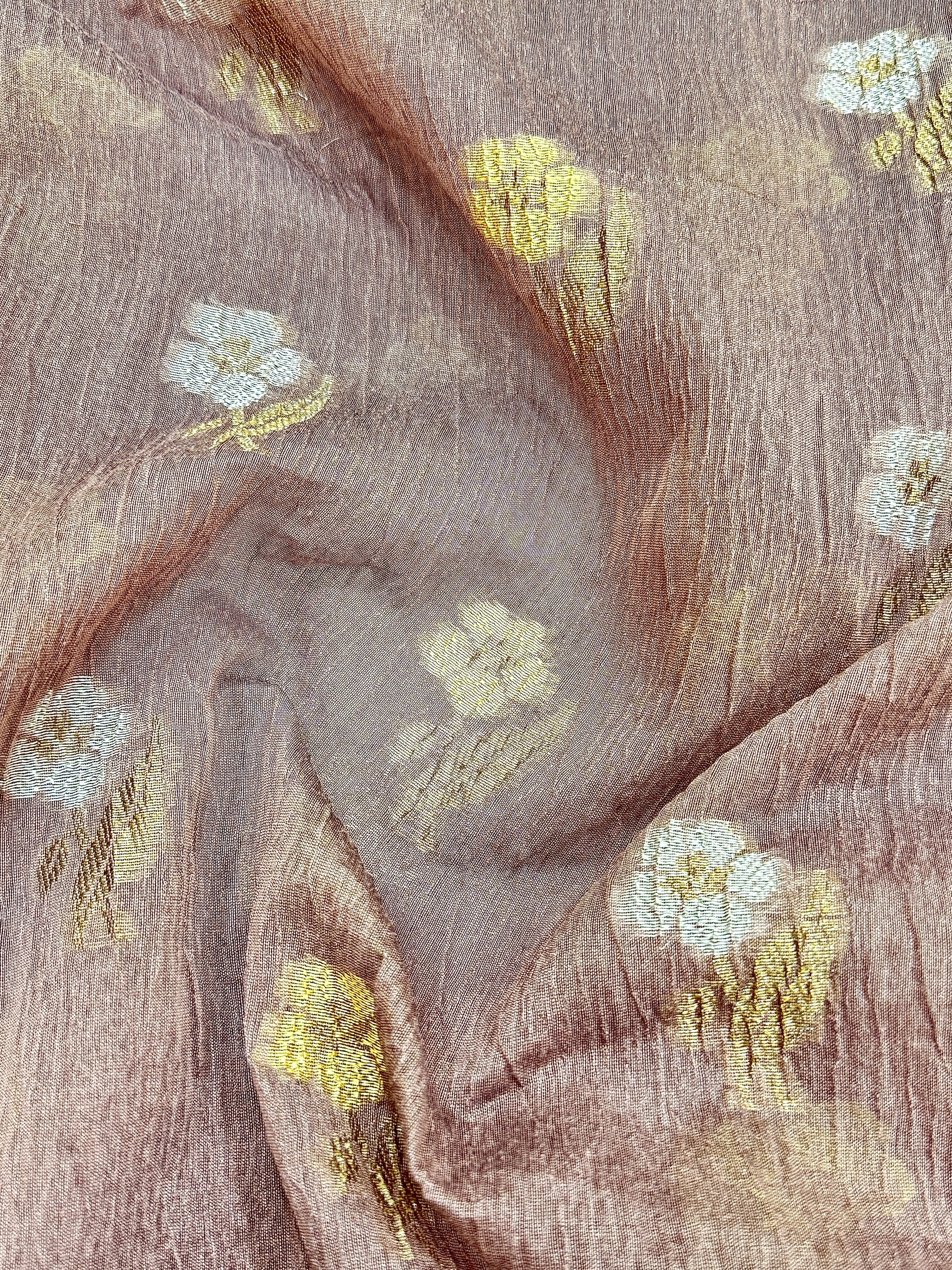 Dusty Purple Pure Mercerised Cotton Saree with Crush Texture