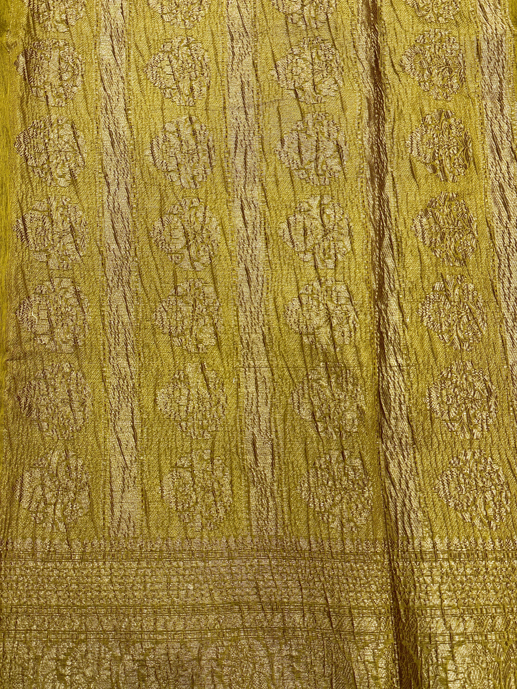 Olive Green Pure Mercerised Cotton Saree with Crush Texture