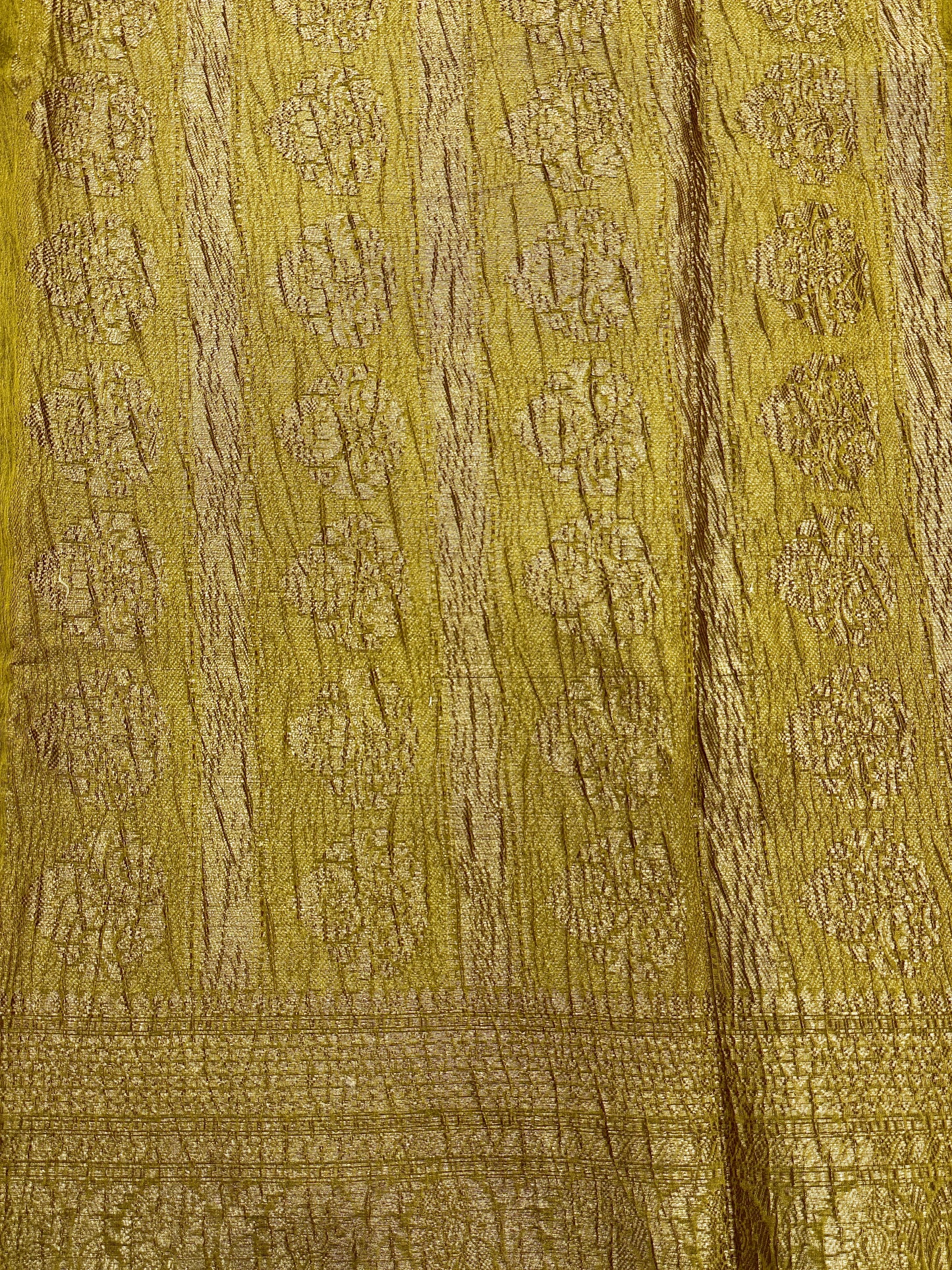 Olive Green Pure Mercerised Cotton Saree with Crush Texture