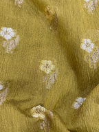 Olive Green Pure Mercerised Cotton Saree with Crush Texture