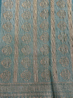 Teal Blue Pure Mercerised Cotton Saree with Crush Texture