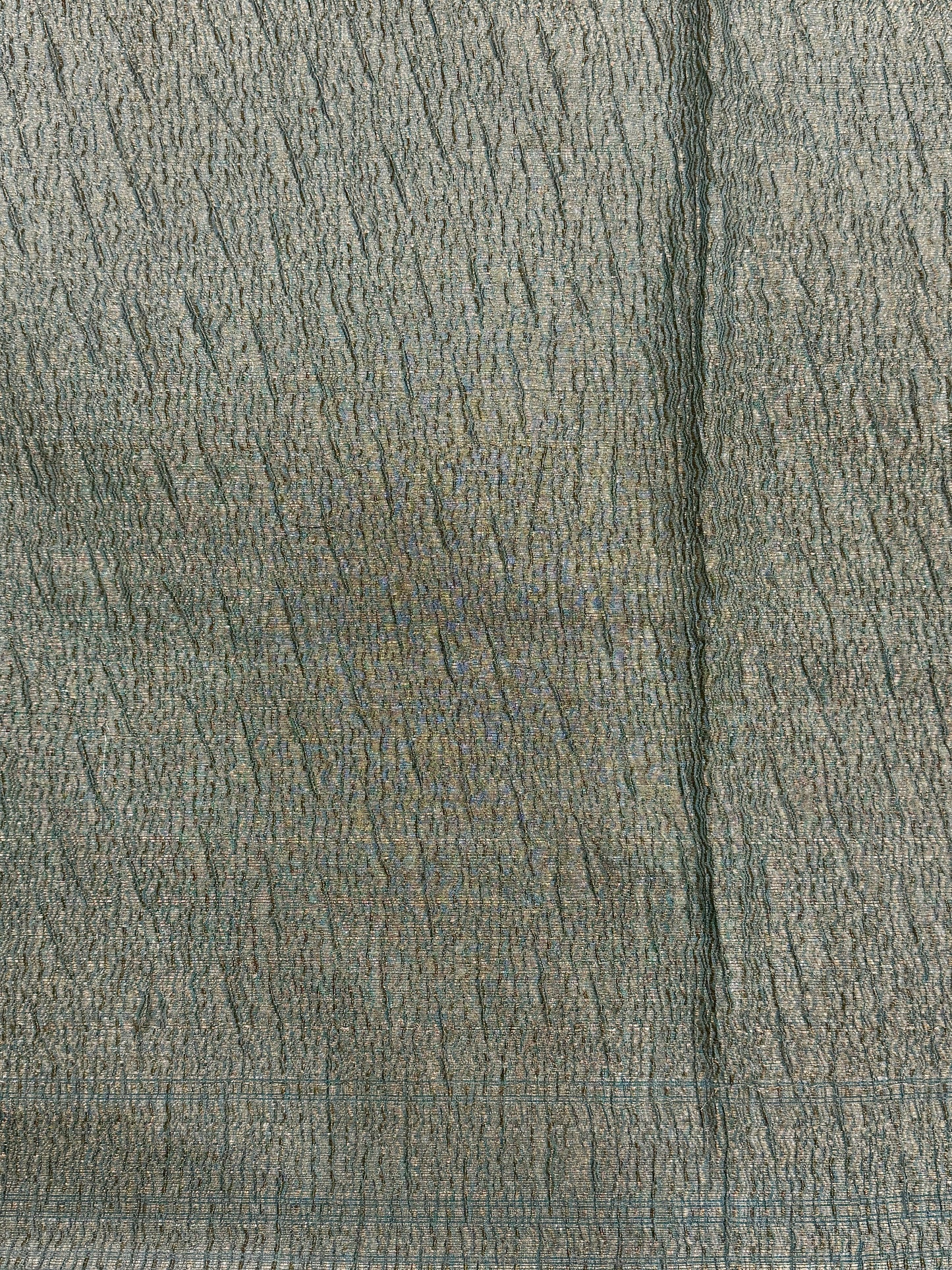 Teal Blue Pure Mercerised Cotton Saree with Crush Texture