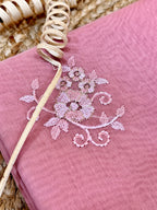 Dusty Rose Chanderi Cotton Saree with Embroidery