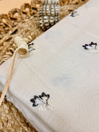 Ivory Supernet Cotton Saree with Floral Buti & Woven Border