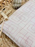 Off White Supernet Cotton Saree with Geometric Embroidery