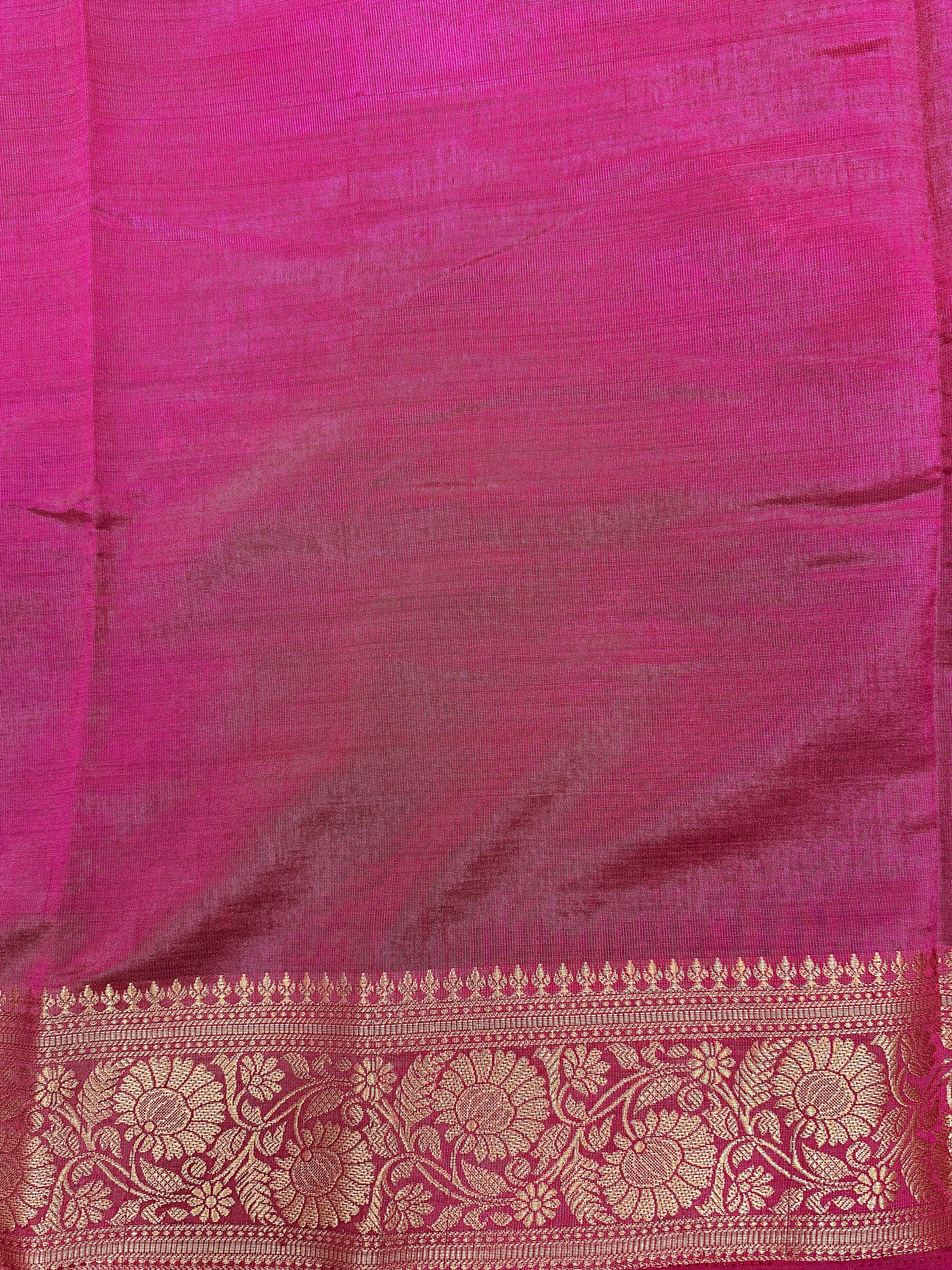 Royal Blue New Tussar Saree with Contrast Border & Embroidery