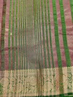 Rani Pink New Tussar Saree with Contrast Border & Embroidery