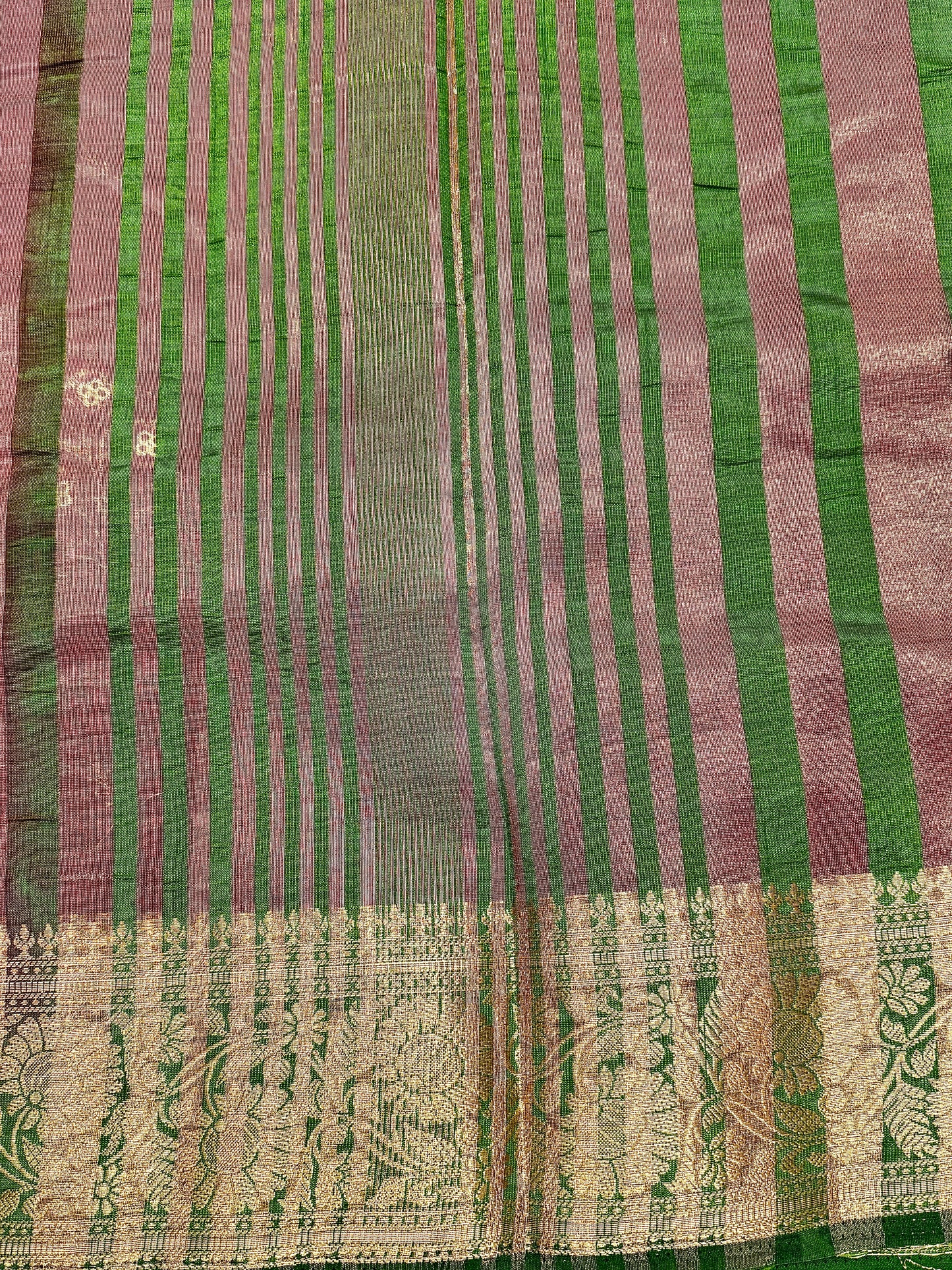 Rani Pink New Tussar Saree with Contrast Border & Embroidery
