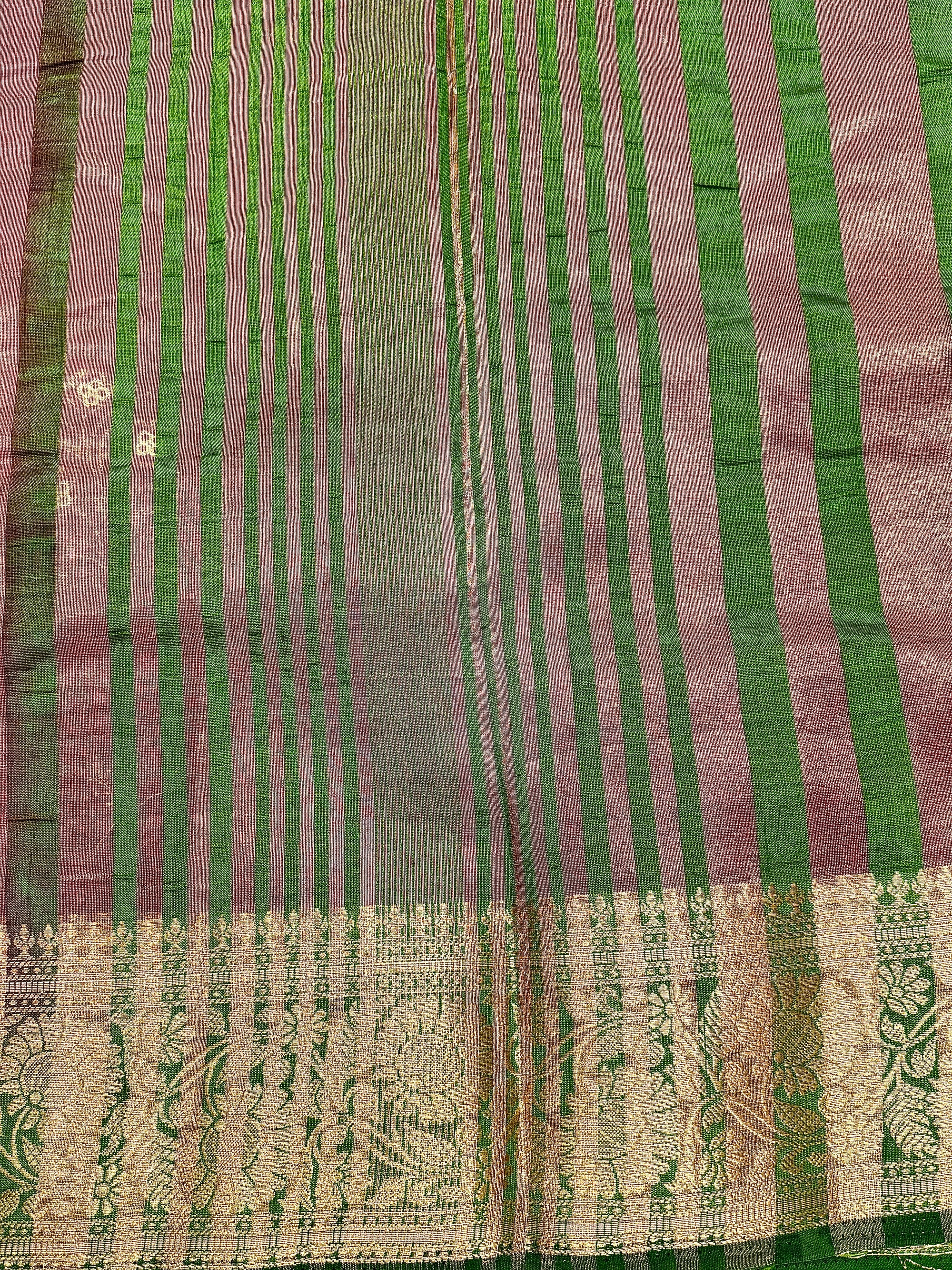 Rani Pink New Tussar Saree with Contrast Border & Embroidery