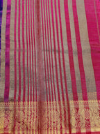 Navy Blue New Tussar Saree with Contrast Border & Embroidery
