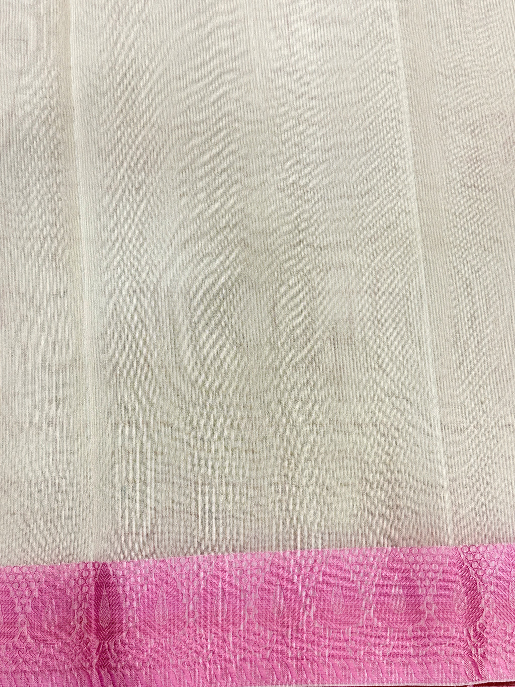 Off White Supernet Cotton Saree with Geometric Embroidery