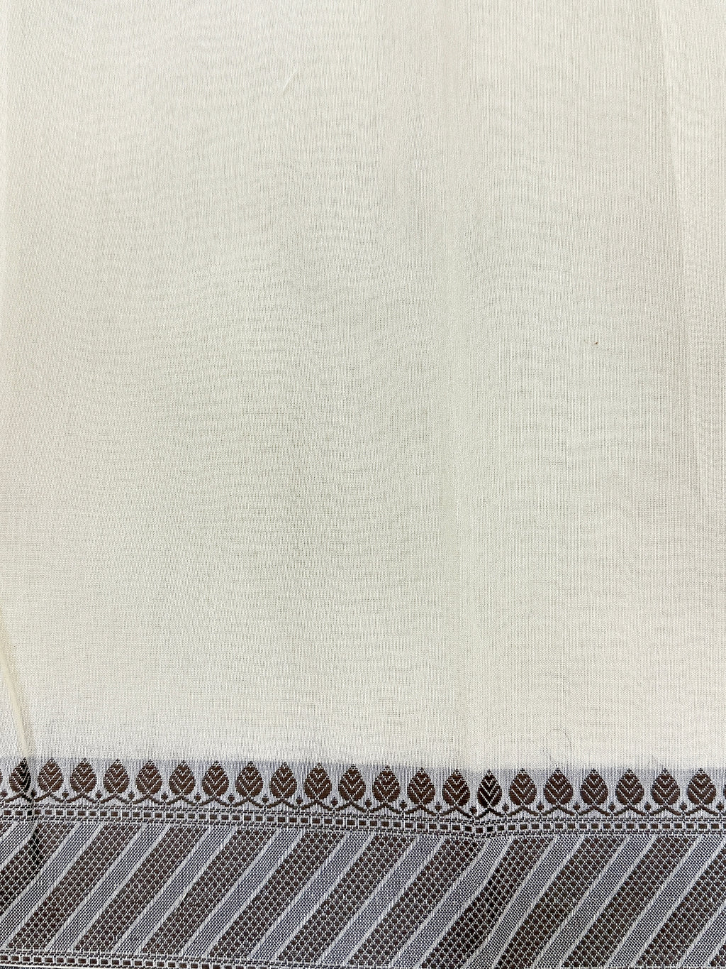 Ivory Supernet Cotton Saree with Floral Buti & Woven Border