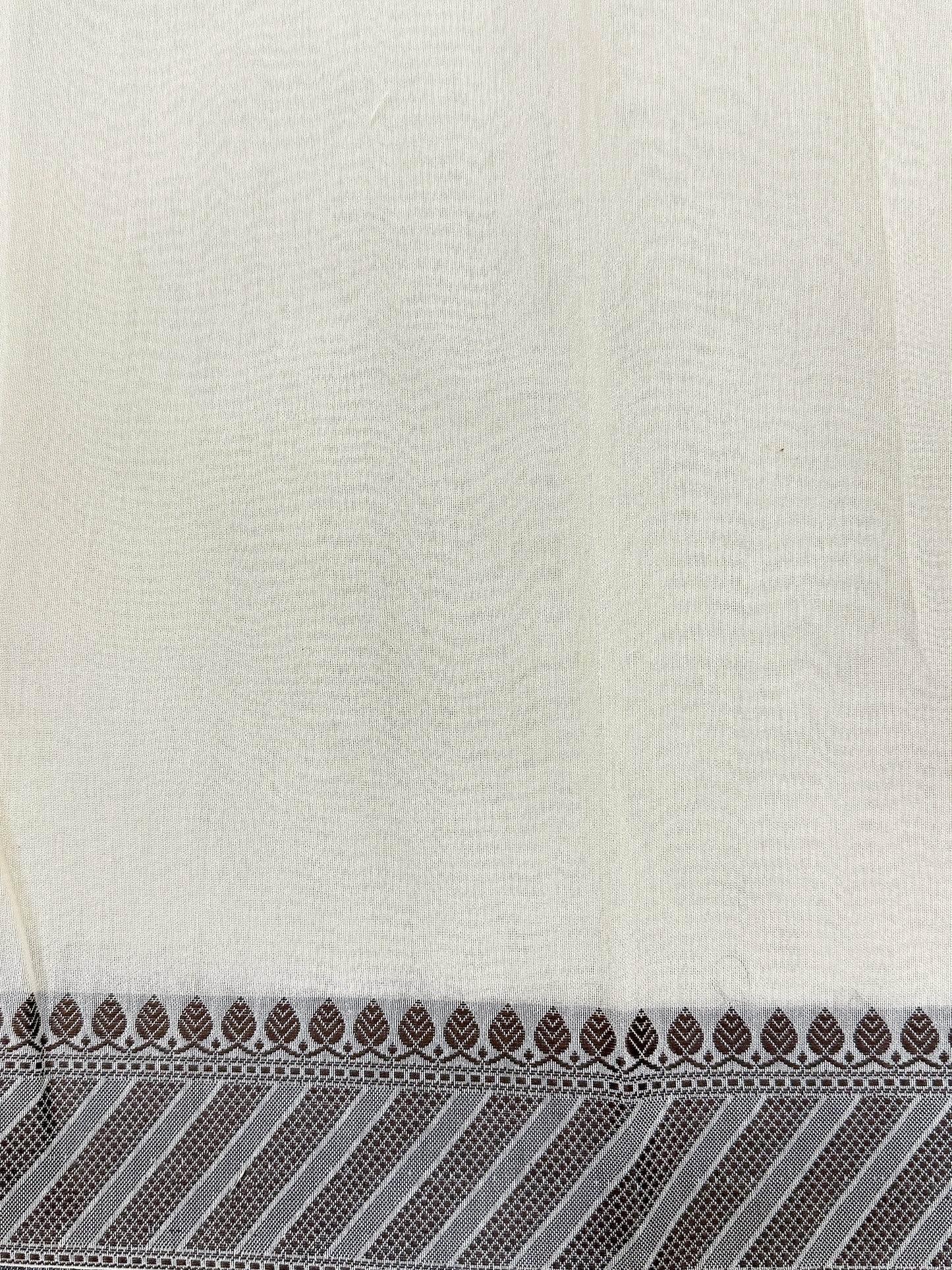 Ivory Supernet Cotton Saree with Floral Buti & Woven Border
