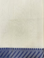Off White Supernet Cotton Saree with Blue Buti & Woven Border