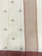 Beige Supernet Cotton Saree with Buti & Peach Woven Border