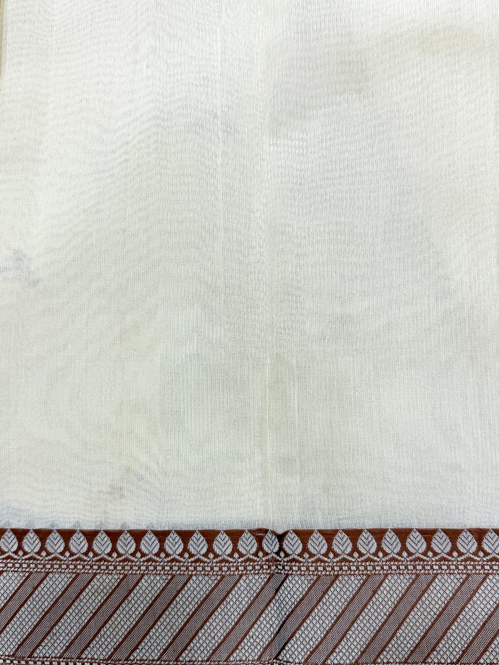 Beige Supernet Cotton Saree with Buti & Peach Woven Border