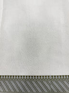 Off White Supernet Cotton Saree with Leaf Buti & Grey Woven Border