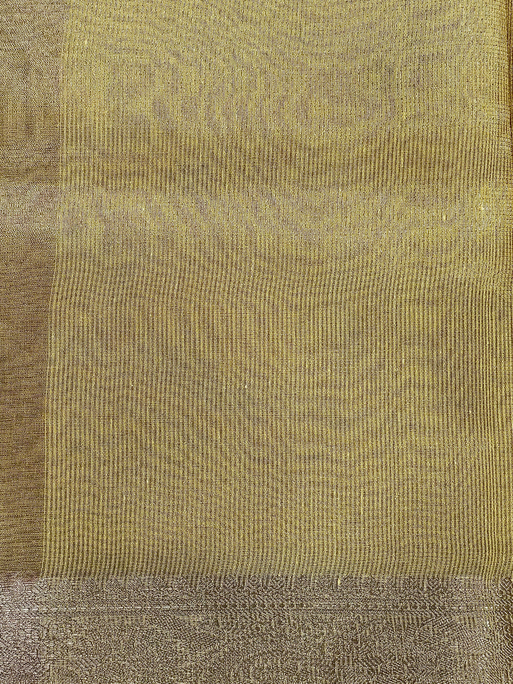 Mustard Yellow Linen Tissue Saree with Embroidery