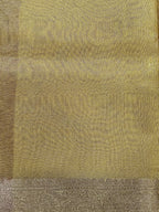 Mustard Yellow Linen Tissue Saree with Embroidery