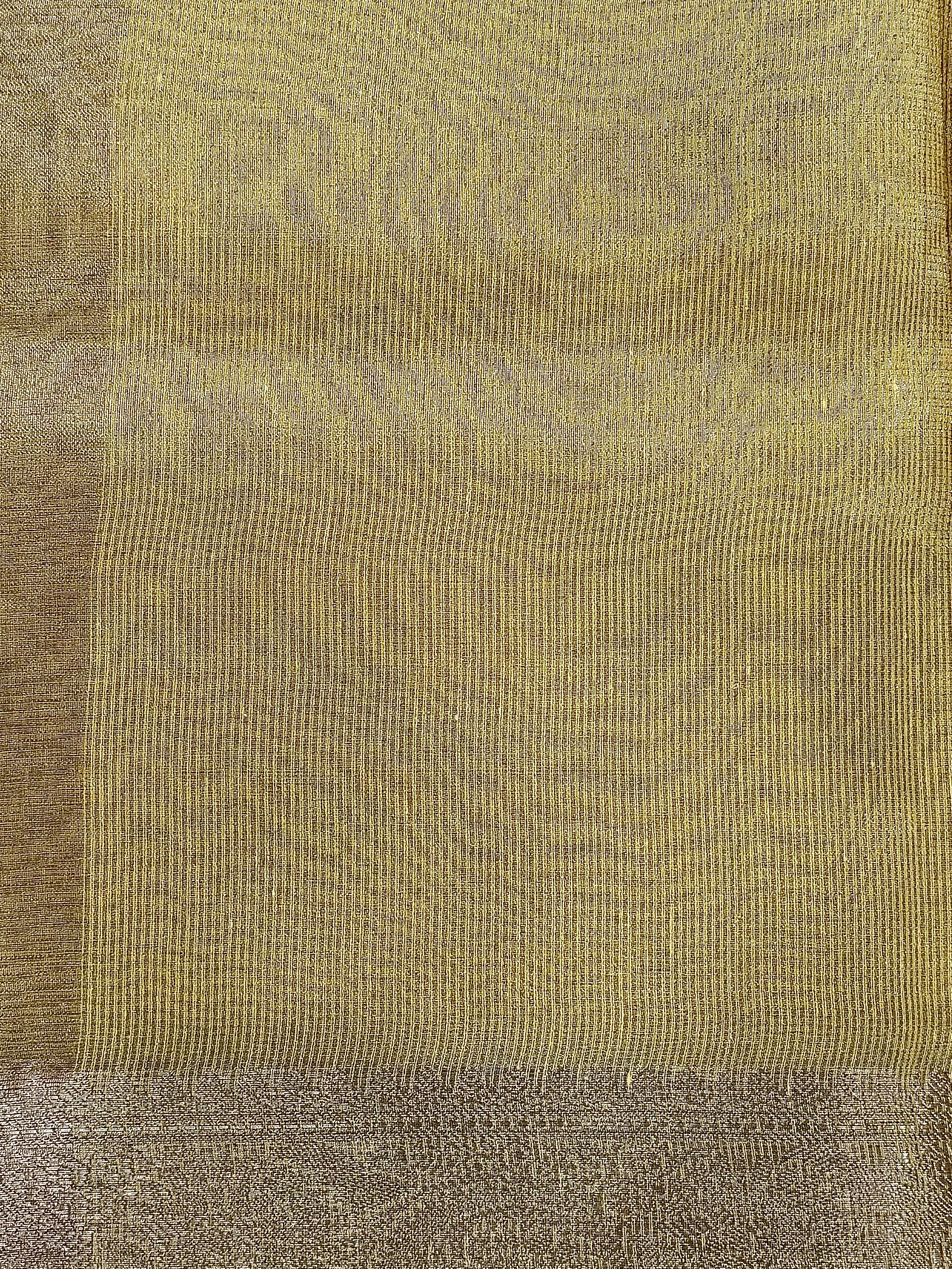 Mustard Yellow Linen Tissue Saree with Embroidery
