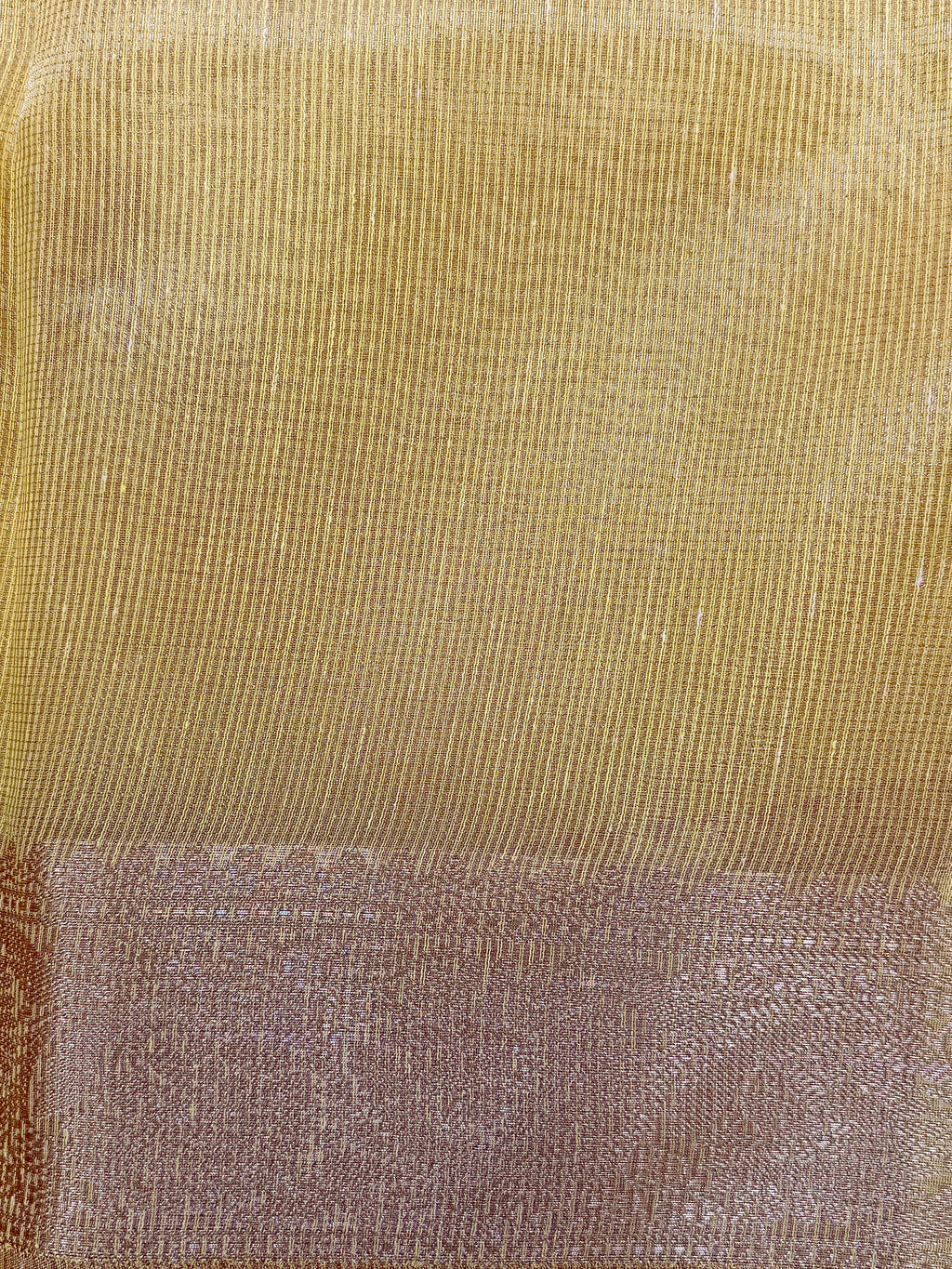 Mustard Yellow Linen Tissue Saree with Embroidery