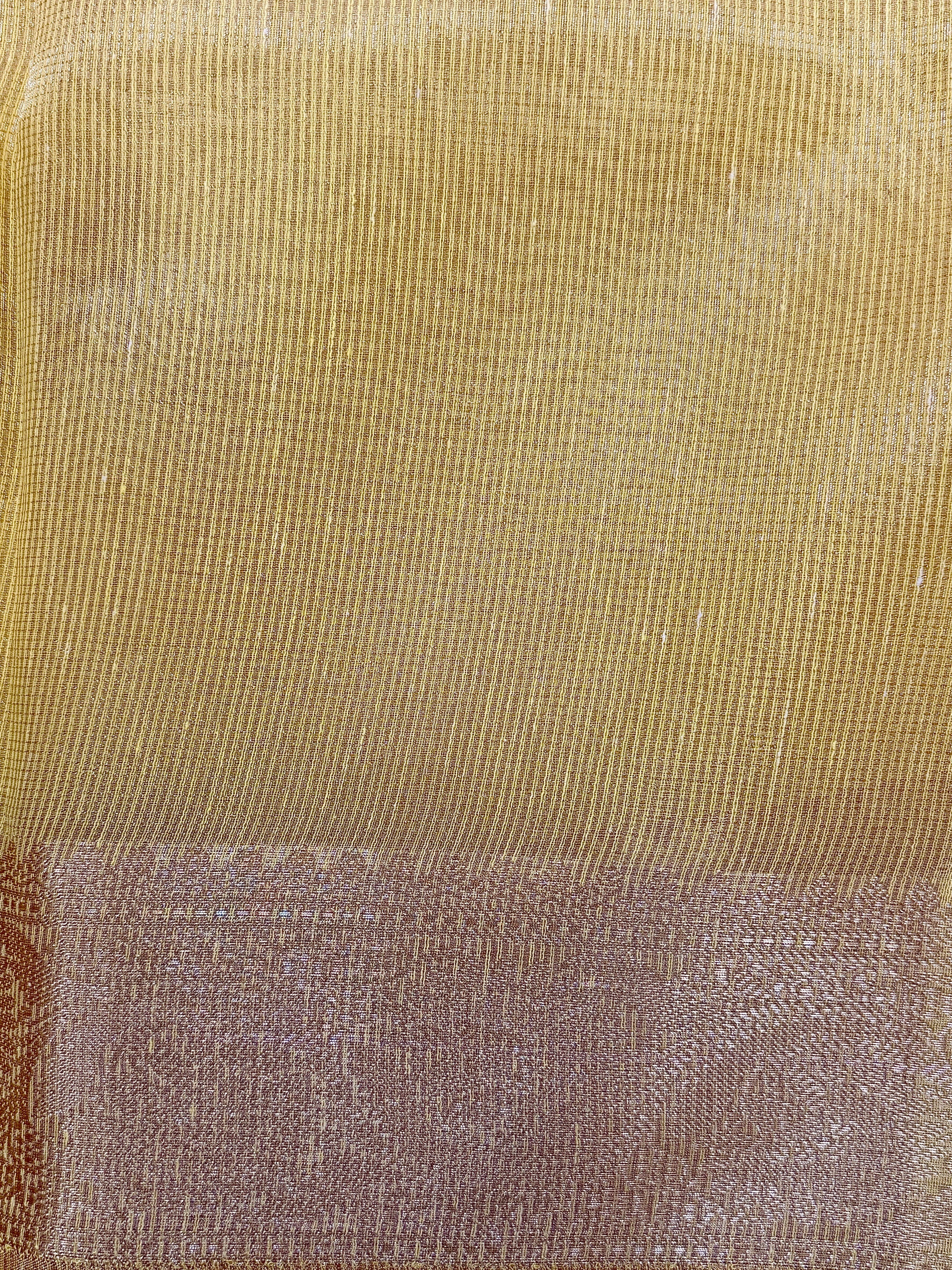 Mustard Yellow Linen Tissue Saree with Embroidery