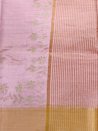 Baby Pink Semi Tussar Saree with Appliqué Embroidery