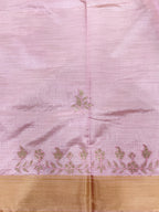 Baby Pink Semi Tussar Saree with Appliqué Embroidery