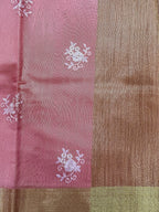 Dusty Rose Chanderi Cotton Saree with Embroidery