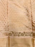 Peach Gold Semi Tussar Saree with Body Weaving & Appliqué Embroidery