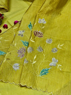 Yellow Tussar Silk Suit Set