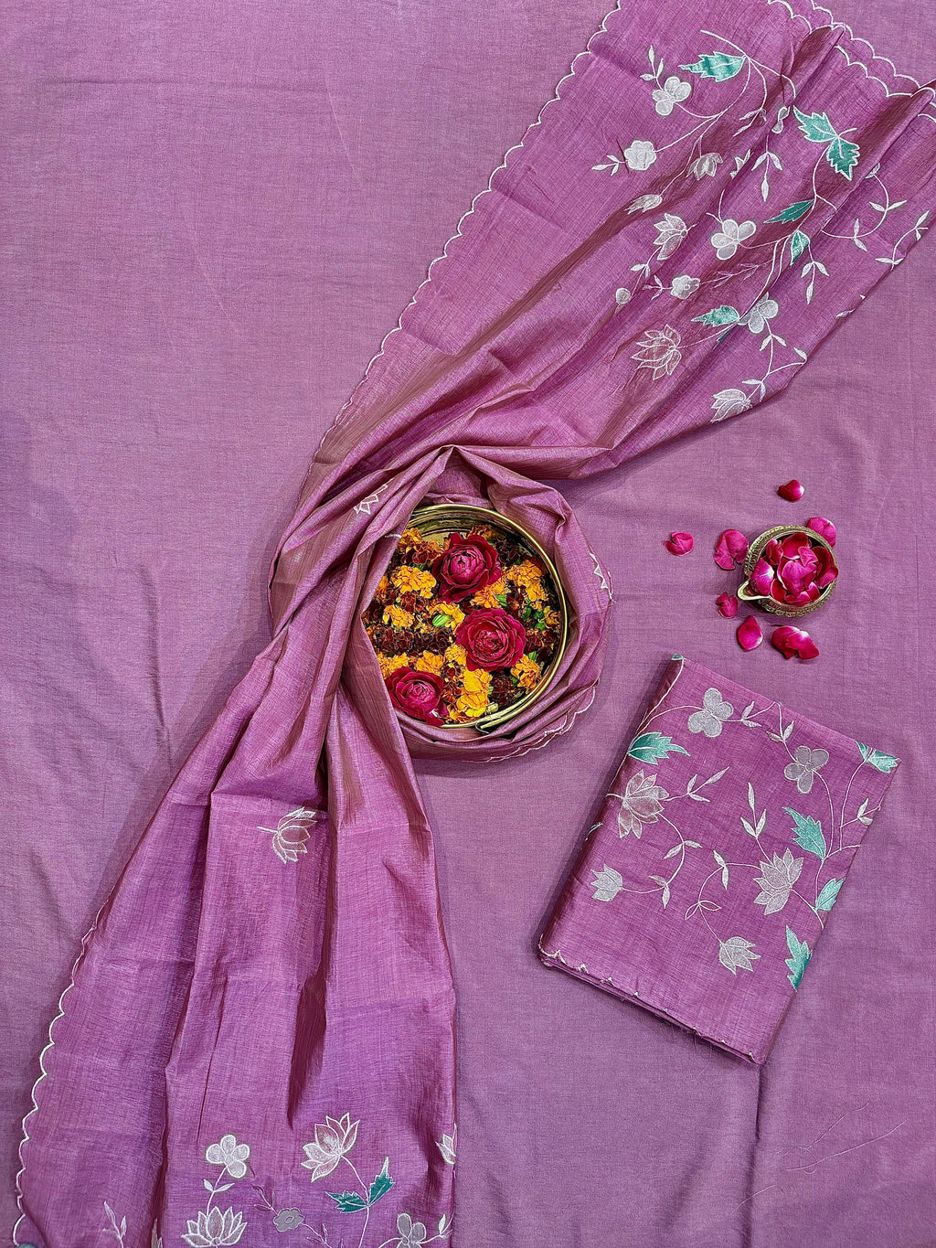 Yellow Tussar Silk Suit Set