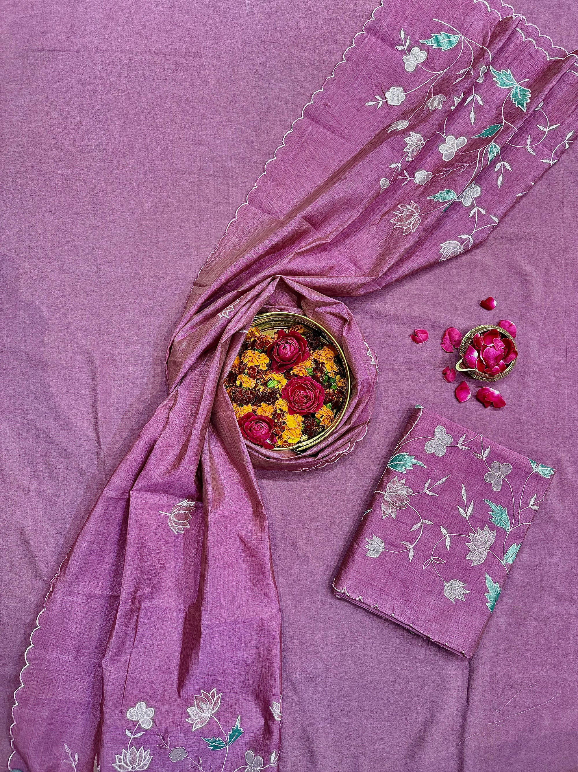 Yellow Tussar Silk Suit Set