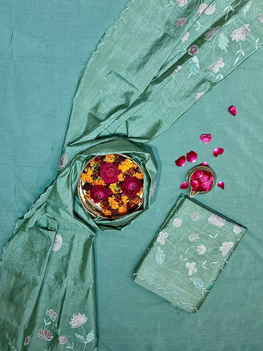 Yellow Tussar Silk Suit Set