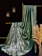 Sage Green Georgette Tissue Silk Saree