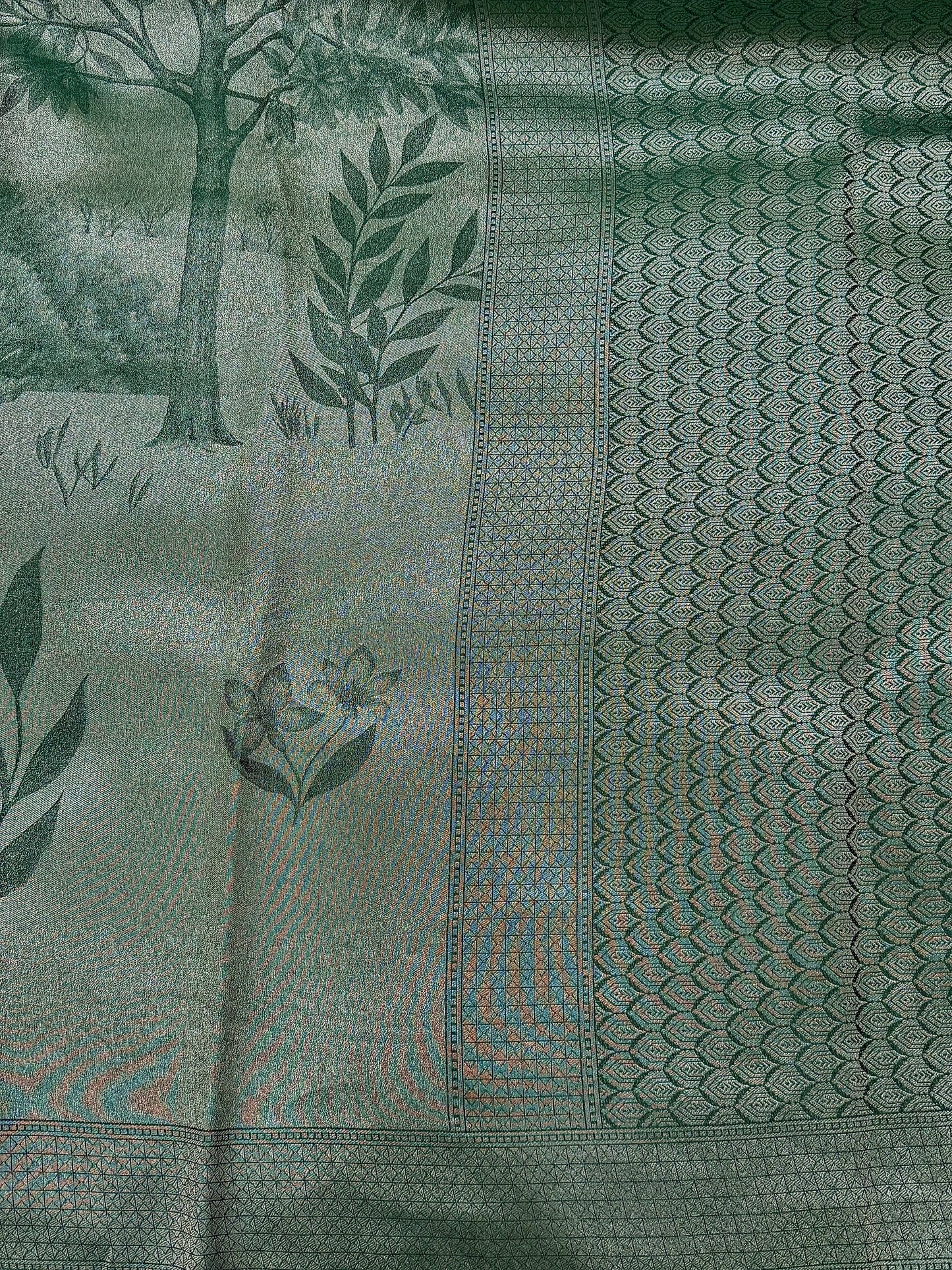 Sage Green Georgette Tissue Silk Saree