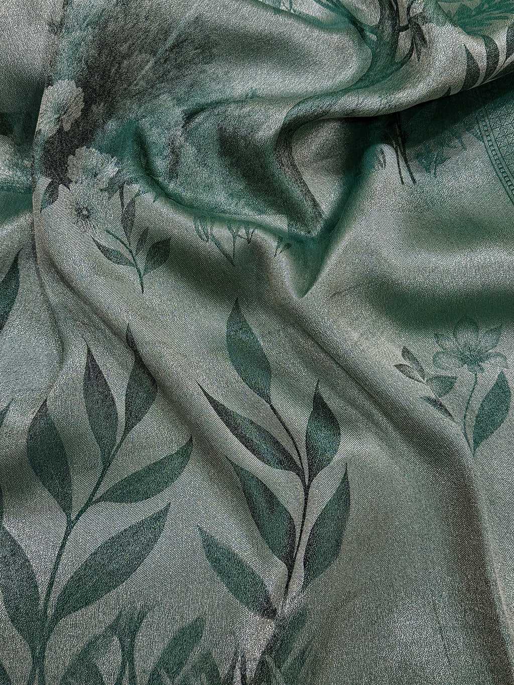 Sage Green Georgette Tissue Silk Saree