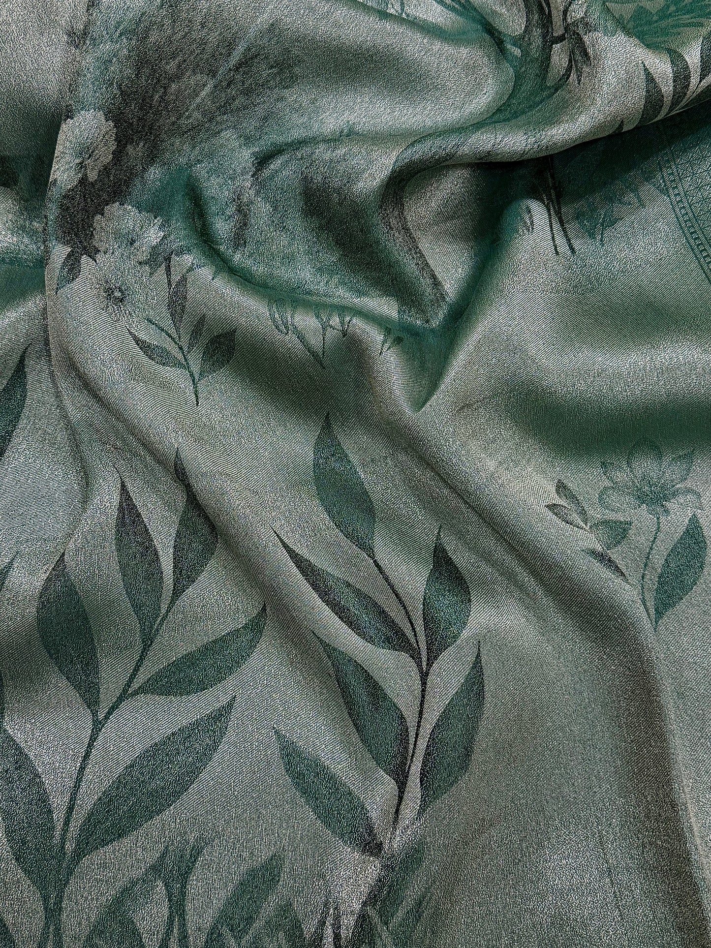 Sage Green Georgette Tissue Silk Saree